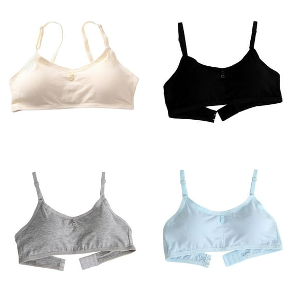 4PCS Girls Training Bras Teens Sports Bras for Kids 8-10,10-12,12-14,14-16 Years Cotton Wireless Light Padded Bralette
