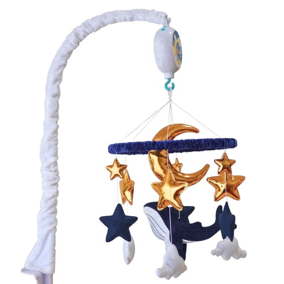 TINITIGIES Crib Mobile - Handmade Felt Ocean Whale Theme, 12 Piano Lullabies, 360° Movement