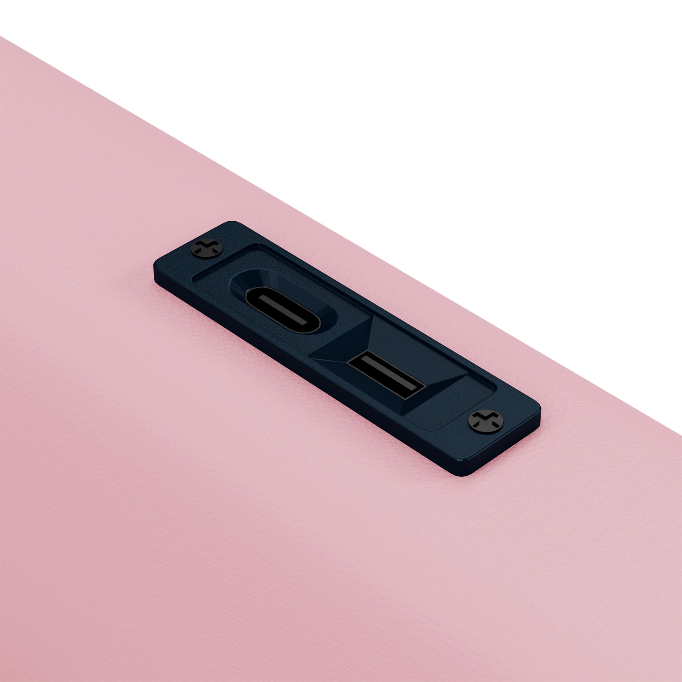 Noble House Twin Upholstered Platform Bed, PU Leather Frame with Charging Station and Guardrail, Space Saving, Pink