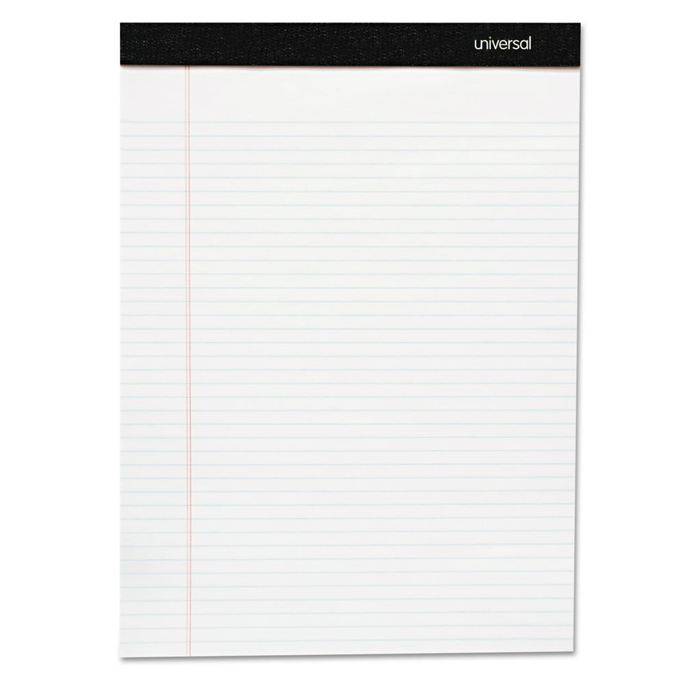 Universal Premium Ruled Writing Pads, Wide/Legal Rule, 8.5 x 11, White
