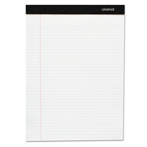 Universal Premium Ruled Writing Pads, Wide/Legal Rule, 8.5 x 11, White
