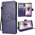 thumbnail image 1 of For Samsung Galaxy Note 9 Mobile Phone Case Protective Cover Leather Pu Wallet Flip Case Flower Pattern Folding Cover Sunflower - Purple, 1 of 7