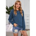 thumbnail image 4 of ABPHQTO Sudadera de mujer con cuello redondo liso azul, 4 of 5