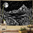 thumbnail image 5 of Black and White Mountain Forest Tapestry for Bedroom Aesthetic Dark Nature Lake Landscape Tapestries Wall Hanging Moon and Stars Wall Tapestry for Living Room Dorm, 5 of 7