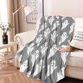 thumbnail image 2 of Gray Halloween White Ghosts Round Blanket,Comfortable Soft Flannel Throw Blanket,All Season,Warm Lightweight Blankets for Sofa Bed Couch Living Room Chair 60"x60", 2 of 5
