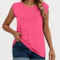 thumbnail image 2 of MIXUE Womens Summer Tops Solid Color Round Neck Sleeveless Casual Pullover Tee Shirts Outwear,Pink,XXXL, 2 of 4