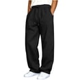 thumbnail image 3 of Men's Casual Pants Cargo Style Polyester Elastic Waist Relaxed Fit Straight Leg Trousers with Multiple Pockets | Zenithor,Black L, 3 of 7