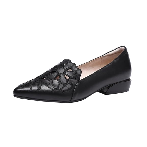 Seffadzy Women's Flat Shoes Soft Sole Cutout Breathable Lightweight Casual Flats Comfortable Slip Black 35