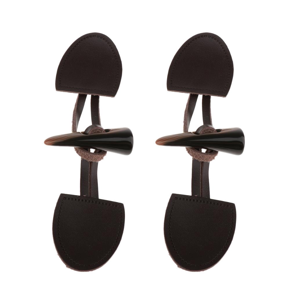 perfeclan 5x2 sets Pu Leather Toggle Button Coat Jacket Duffle Fastener Brown 5 Pcs