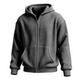 thumbnail image 5 of Zedker Stylish Fall Winter Thermal Jackets for Men Classic Hooded Long Sleeve Loose Casual Zipper Outerwear Coats with Pockets,Dark Gray,M, 5 of 8