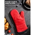 thumbnail image 3 of Oven Mitts, Heat Resistant Kitchen Oven Gloves 572Â°F, Non-Slip Silicone Surface, Extra Long Flexible Thick Mitts for Kitchen , Cooking , Baking , BBQ , Grid Red, 3 of 7
