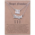 thumbnail image 2 of 2 Pcs Collier Ange et Chiffres Anglais Anciens Bijoux de Numérologie pour Femmes Plaqué Acier Inoxydable, 2 of 9