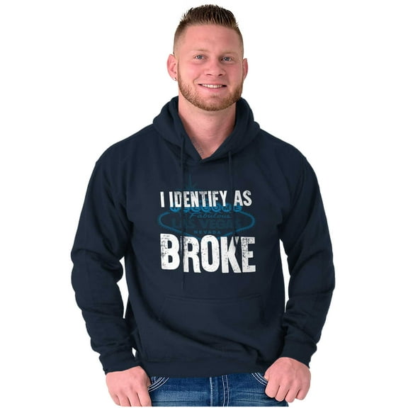 Las Vegas I Identify as Broke Funny Unisex Plus Fleece Graphic Hoodie Brisco Brands 2X