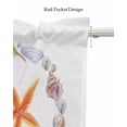 thumbnail image 5 of Coastal Starfish Linen Curtain Valance for Bedroom/Bathroom/Kitchen/Office/Living/Dining Room Window,Ocean Shell Sea Urchin Summer Beach Rod Pocket Topper Decorative Cafe Drapes Panel 42"x18", 5 of 6