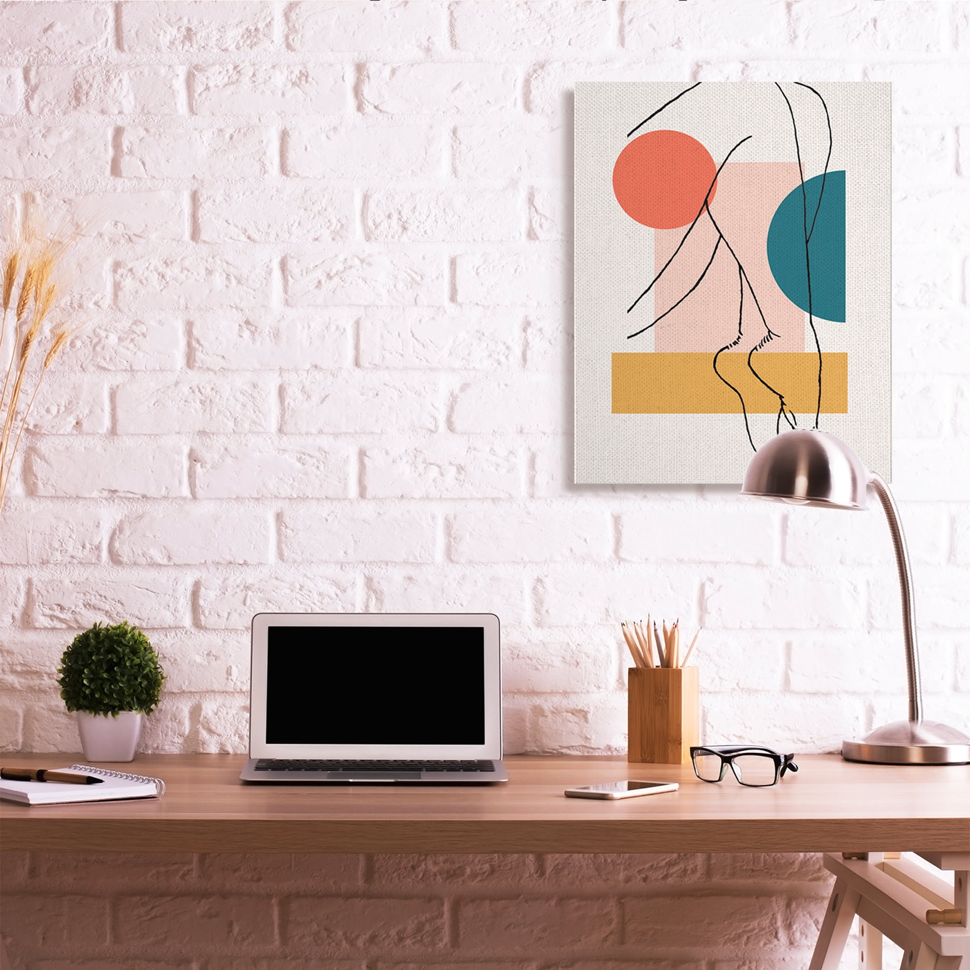 Stupell Industries Abstract Legs over Bold Geometric Blocked Shapes Novelty Painting Gallery Wrapped Canvas Art Print Wall Art, 30 x 40