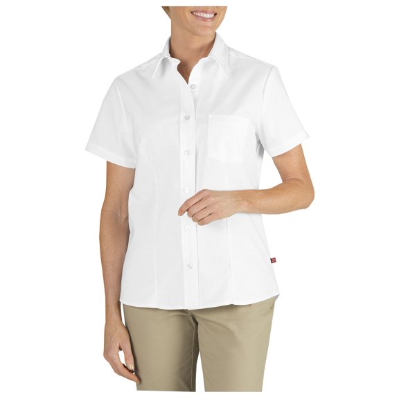 Dickies Women's Short-Sleeve Stretch Oxford Shirt - WHITE - XS