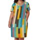 thumbnail image 2 of Vestido de novia elegante con bolsillos sueltos y palitos de helado en azul con bloques de colores retro., 2 of 6