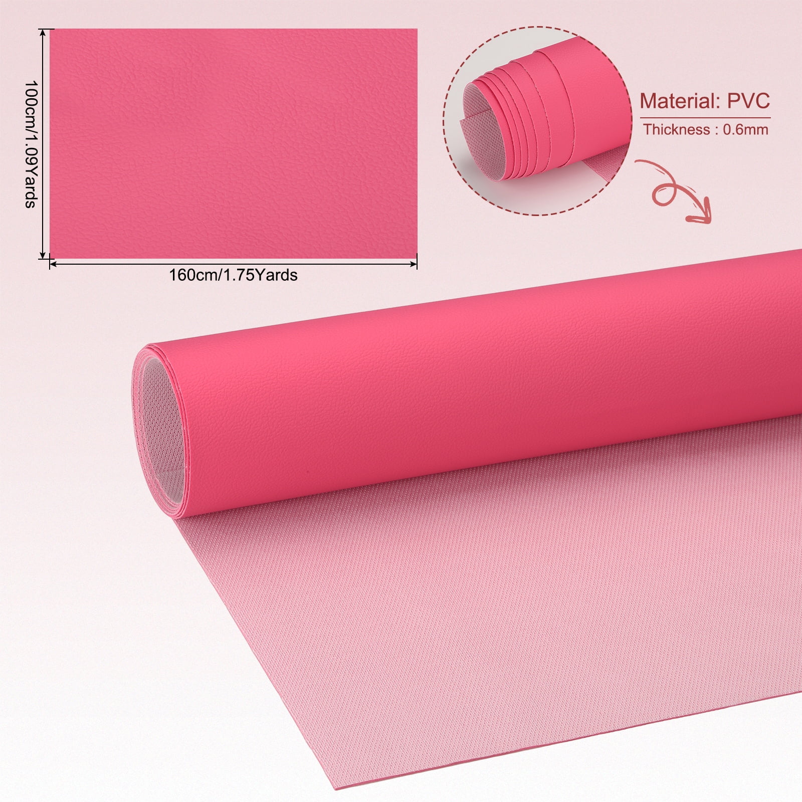 63x39.4in Faux Leather Sheets,  Faux Leather Fabric Sheets Vinyl Fabric Synthetic Soft Waterproof PU for Replacement Upholstery Car, Rose Red