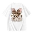 thumbnail image 3 of LRen Easter Shirts for Girls Cartoon Bunny Short Sleeve T Shirts Loose Happy Easter Preppy Tops Tee for Toddler & Kids, 3 of 5