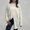 thumbnail image 2 of Kaemgyyd Sweaters for Women Oversized Turtleneck Long Sleeve Loose Knit Fall Pullover Tops Solid Color Classic Split Outfit, 2 of 5