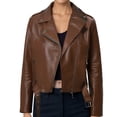 thumbnail image 2 of Chaquetas y abrigos casuales sin capucha de manga larga para mujer, chaqueta de cuero de moda para mujer, abrigo de cuero con solapa corta, traje de motociclista, chaqueta de cuero para mujer, parte s, 2 of 5