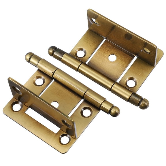2 Pcs Solid Door Hinge Kitchen Cabinet Hinges Spring Inset Golden