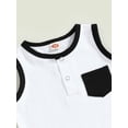 thumbnail image 5 of TheFound Newborn Baby Boys Shorts Sets Color Block Sleeveless Tank Top Elastic Waist Shorts Summer Clothes (Black, 12-18 Months), 5 of 9