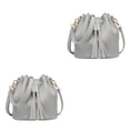 thumbnail image 1 of Maytalsory Chic Small Shopping Bucket Shoulder Bag Drawstring Purse Handbag Blue Gray 22x11x19CM 2Set, 1 of 6