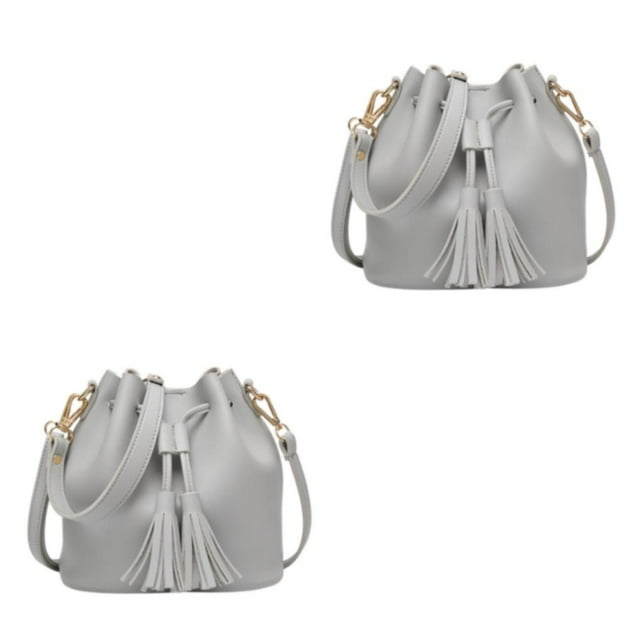 Maytalsory Chic Small Shopping Bucket Shoulder Bag Drawstring Purse Handbag Blue Gray 22x11x19CM 2Set
