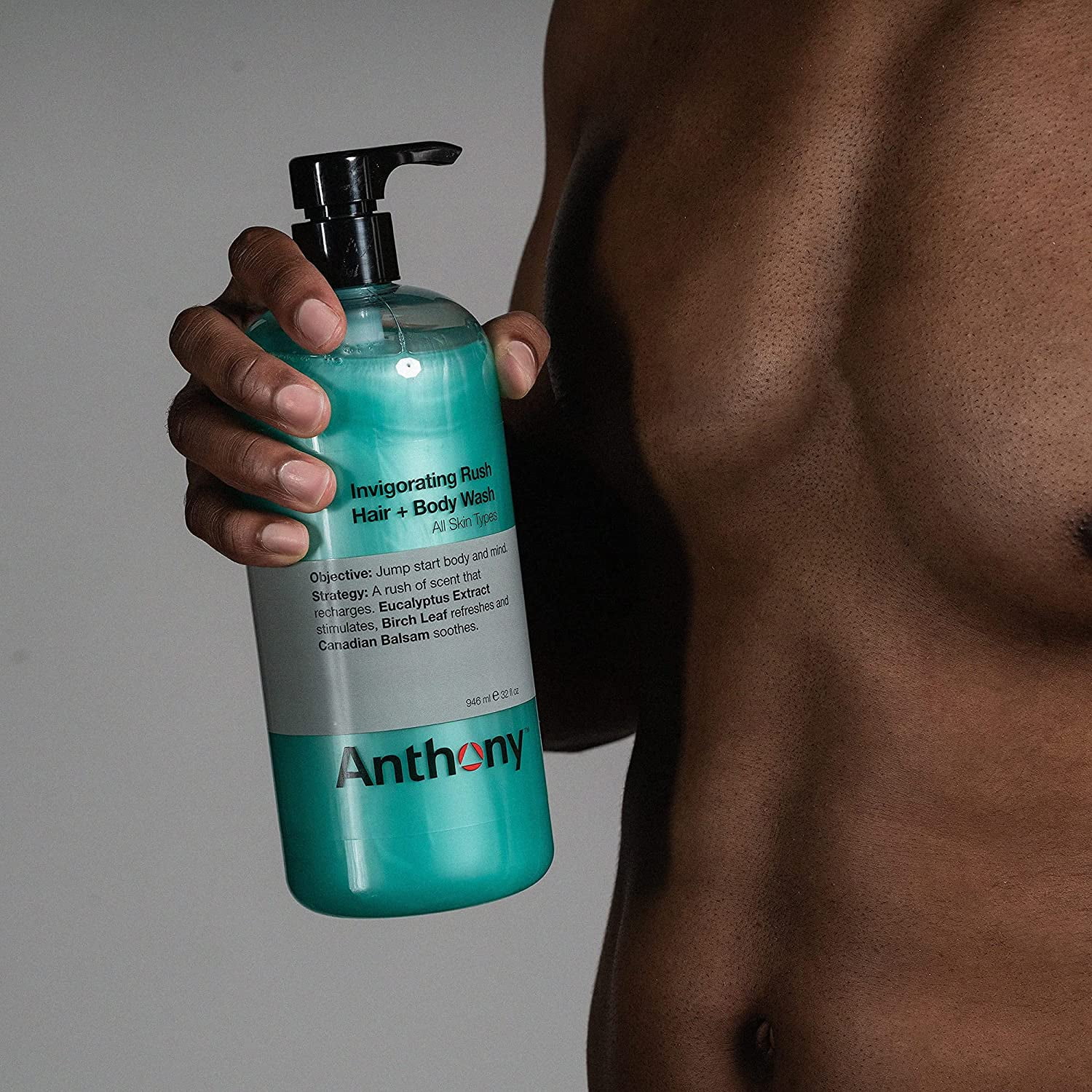 Anthony No Sweat Body Defense, Anti-Chafe Talc Free Cream To Powder Lotion, 16 Fl Oz and Anthony Invigorating Rush Hair and Body Wash, 32 Fl Oz