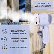 SALAV® Quicksteam Travel Garment Steamer with 10-Second Heating Time and Brush Creaser Attachment in Peri