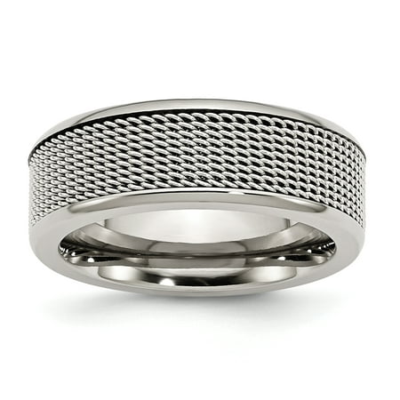 Stainless Steel Base W/ Steel Mesh Center 8mm Engravable Band