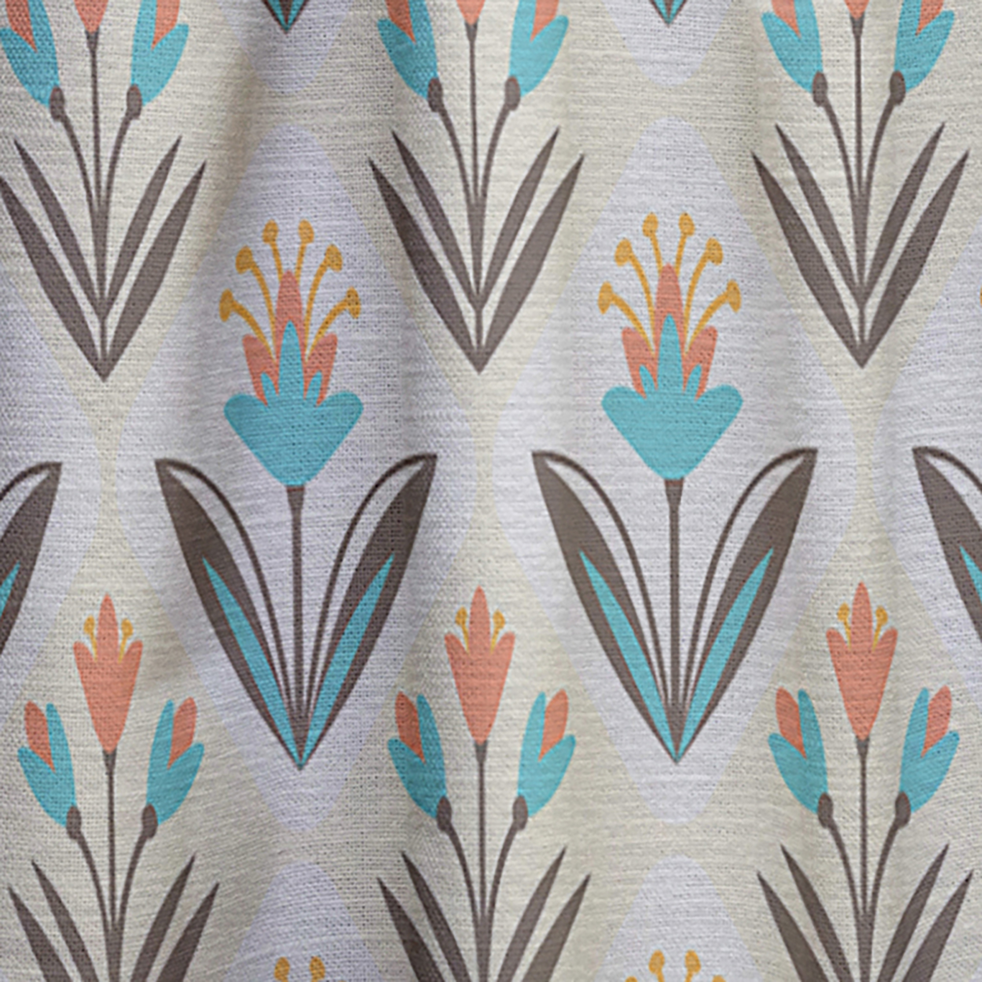 Designart 'Floral Ornament With Pattern' Mid-Century Modern Curtain Panel