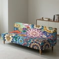 thumbnail image 2 of Jiueut Boho Mandala Print Armless Futon Sofa Cover, Comfortable Non Armrest Couch Chair Covers Anti-Slip Furniture Cover with Elastic Band, 2 of 7