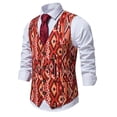 thumbnail image 3 of Mens Paisley Business Suit Vests Print Single Breasted Suit Vest Lapel Casual Formal Dress Waistcoat for Wedding Party, 3 of 6