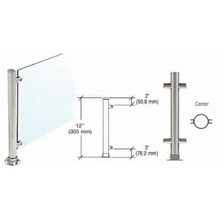 12.5 Inch High Post Mount - CRL Brushed Stainless 12