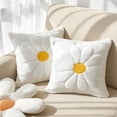 thumbnail image 5 of Set of 2 Daisy Flower Pillow Covers 18x18 Embroidered Spring Summer Floral Pillow Covers Room Decor Decorative Cute Faux Fur Soft Flower Farmhouse Decor for Bed Couch Dormitories, 5 of 6