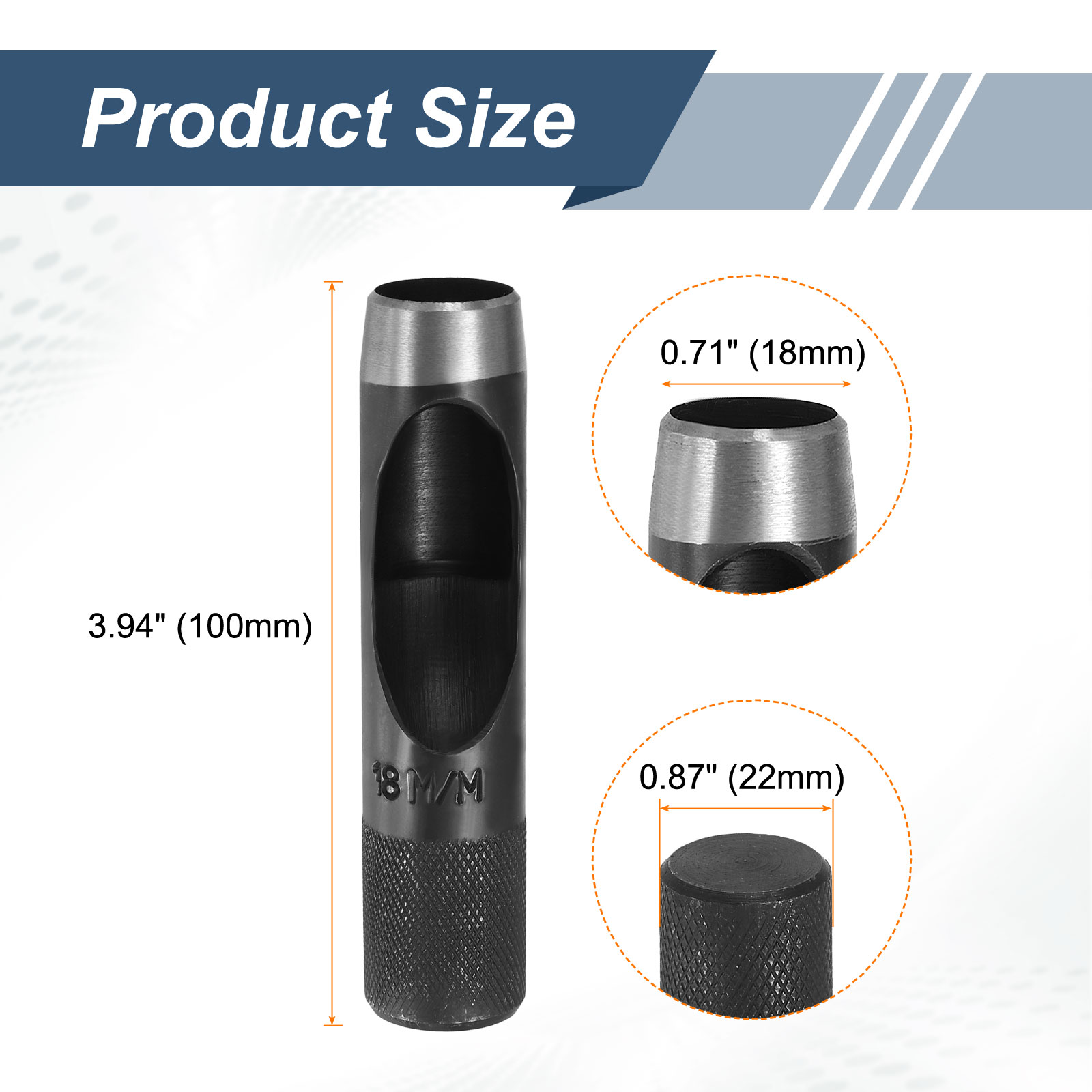 Uxcell 2pcs Leather Hole Punch 18mm Hollow Round Hole Puncher Cutter Carbon Steel Tool for Watch Cloth Belt Gaskets DIY Leather Craft Repair, Black