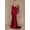 Burgundy, variant on Long Sleeve Formal Fitted Evening Dress
