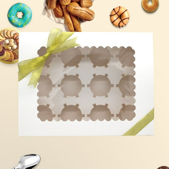 SEWCHICS White Rectangular Cupcake Box with Window for Home Bakers and Event Planners Eco Friendly 1Pack