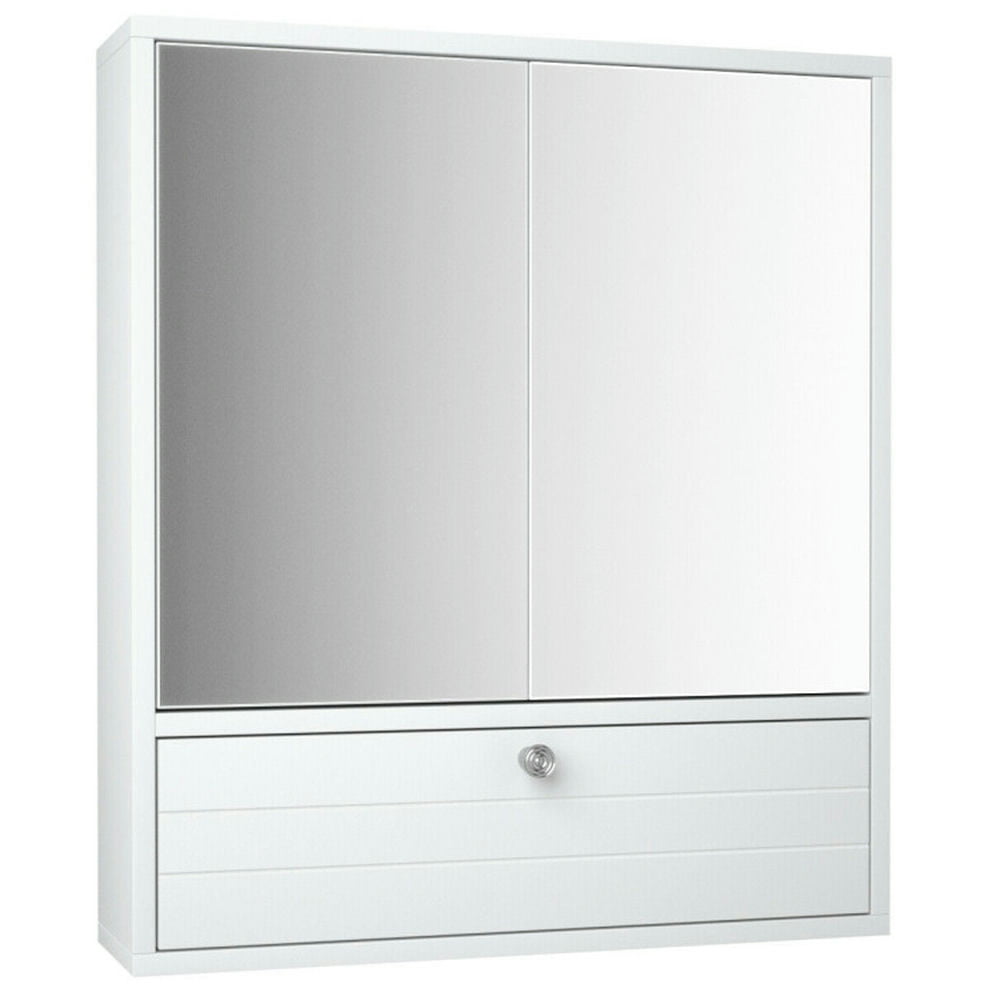 Finihen Bathroom Wall Cabinet, Wall Mounted Bathroom Mirror Cabinet, Double Door Wall-Mounted Bathroom Mirrored Medicine Cabinet, for Bathroom, White Finihen Bathroom Wall Cabinet, Wall Mounted Bathroom Mirror Cabinet, Double Door Wall-Mounted Bathroom Mirrored Medicine Cabinet, for Bathroom, White