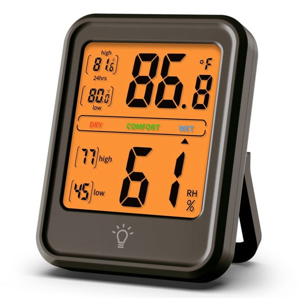 Termómetro higrómetro digital (negro), termómetro de humedad interior con retroiluminación y pantalla LCD grande, interruptor ℃ y ℉, para uso en sala de estar, dormitorio, oficina, etc. brillar Electrónica