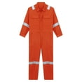 thumbnail image 5 of inhzoy Men's Long Sleeve Work Coveralls Jumpsuits Mechanic Uniform Lightweight Reflective Safety Workwear Orange 6XL/200, 5 of 7