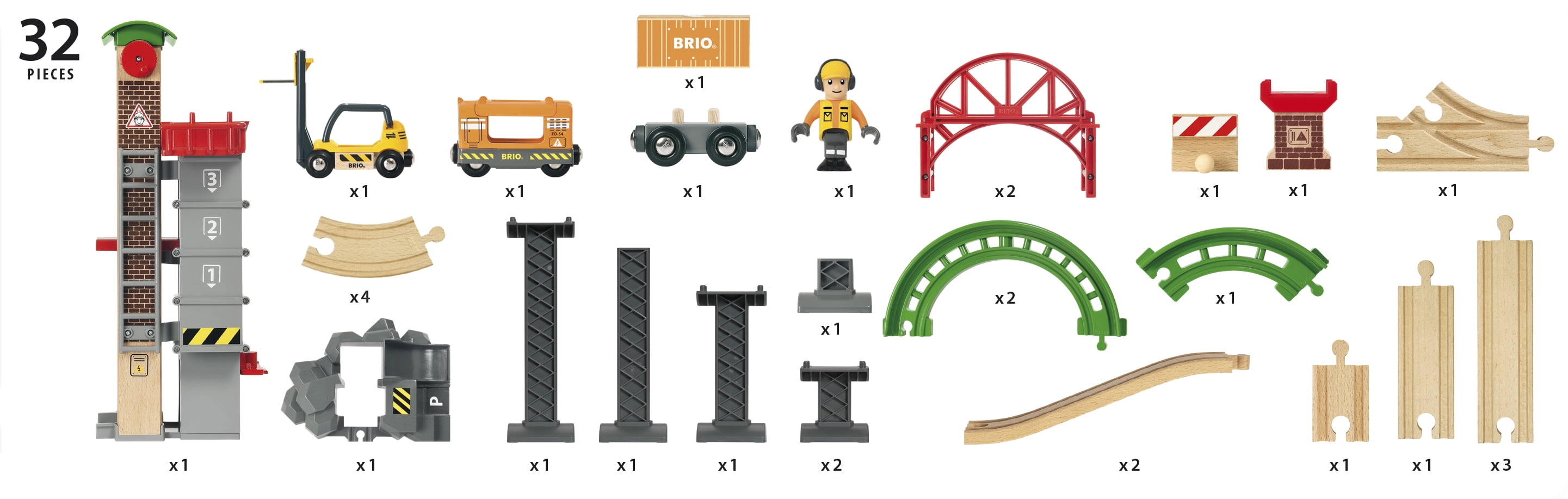 BRIO World Wooden Railway Train Set - Lift & Load Warehouse Set - Ages 3+ 