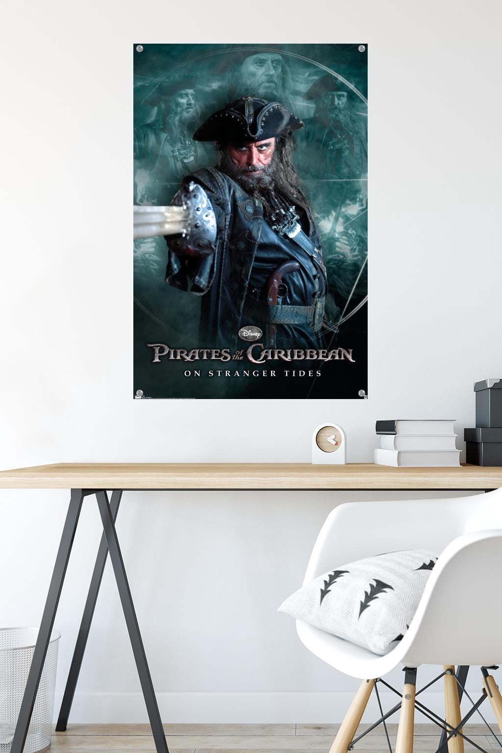 Disney Pirates of the Caribbean: On Stranger Tides - Black Beard Wall Poster with Push Pins, 22.375" x 34"