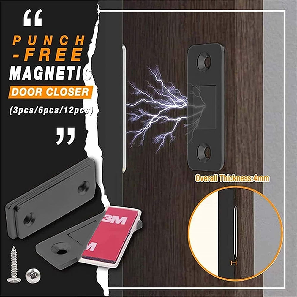 3pcs/Set Ultra-Thin Invisible Magnetic Door Stoppers Strong Door Closer Magnetic Door Catch Latch Door Magnet for Furniture Cabinet Cupboard with Screws 2.5mm Door Stops 