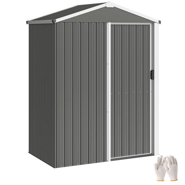 Outsunny 4.5 x 3ft Outdoor Storage Shed, Metal Garden Shed, Light Grey
