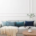 thumbnail image 3 of Phantoscope Designer's Choice Decorative Throw Pillow Bundle Set, Blue Gradient Silky Velvet Series Covers with inserts, 12" x 20", 4 Pack, 3 of 7