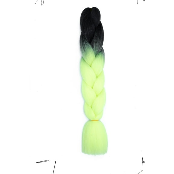 Xiao Hua Braiding Hair Extensions for Women 6 Packs 100g/Pack 24Inch High TemperatureSynthetic Braiding Hair for Twist Crochet Braids ，Black to Light Fluorescent yellow