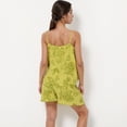 thumbnail image 7 of Women's Printed Sleepwear Set with Button-Front Tank Top and Ruffled Hem Shorts - Small, Green, 7 of 7